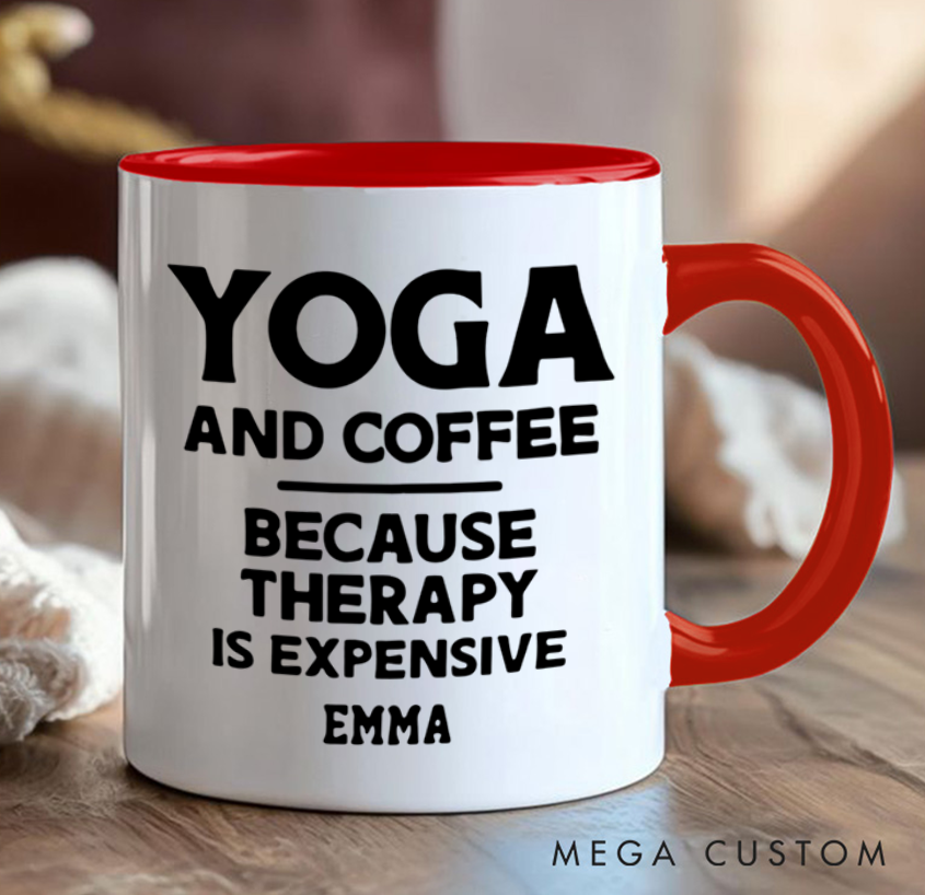 Personalized Yoga and Coffee Mug with Funny Quote Custom Name Perfect Gift for Yoga Lover