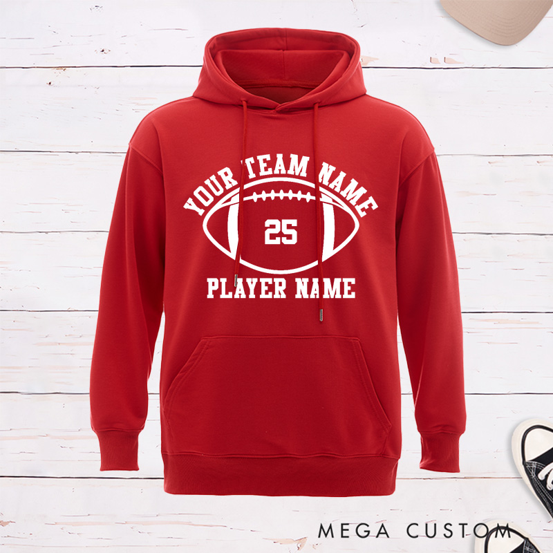 Personalized American Football Hoodie with Custom Team Name, Player Name and Number Design