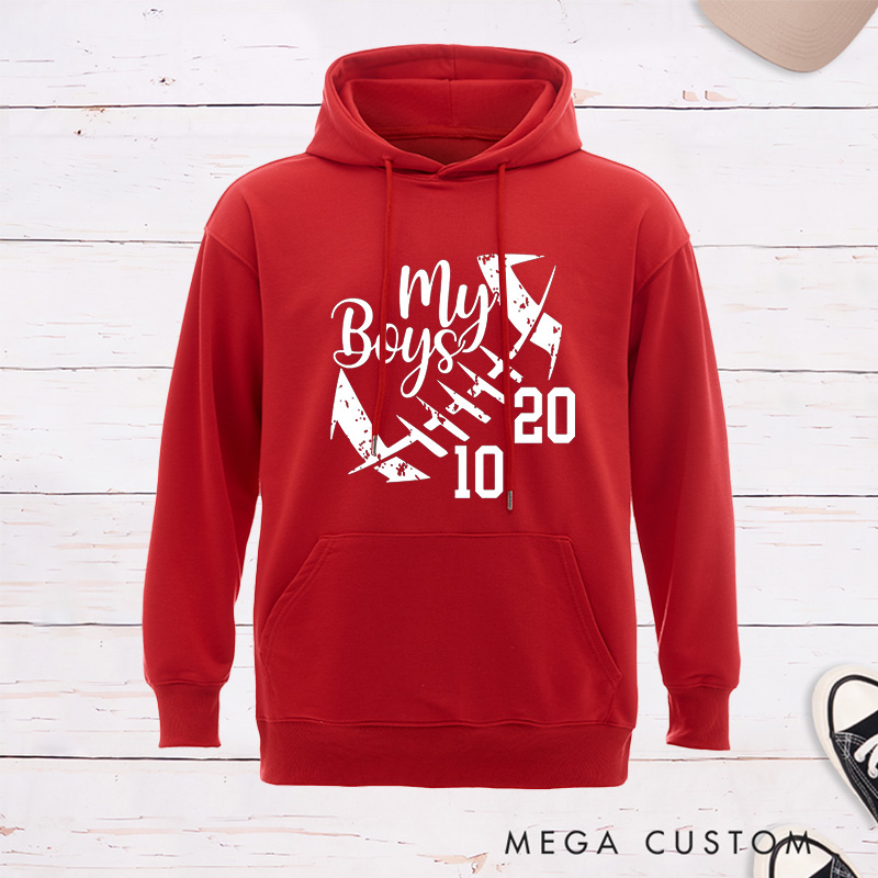 Personalized "My Boys" American Football Hoodie with Custom Number