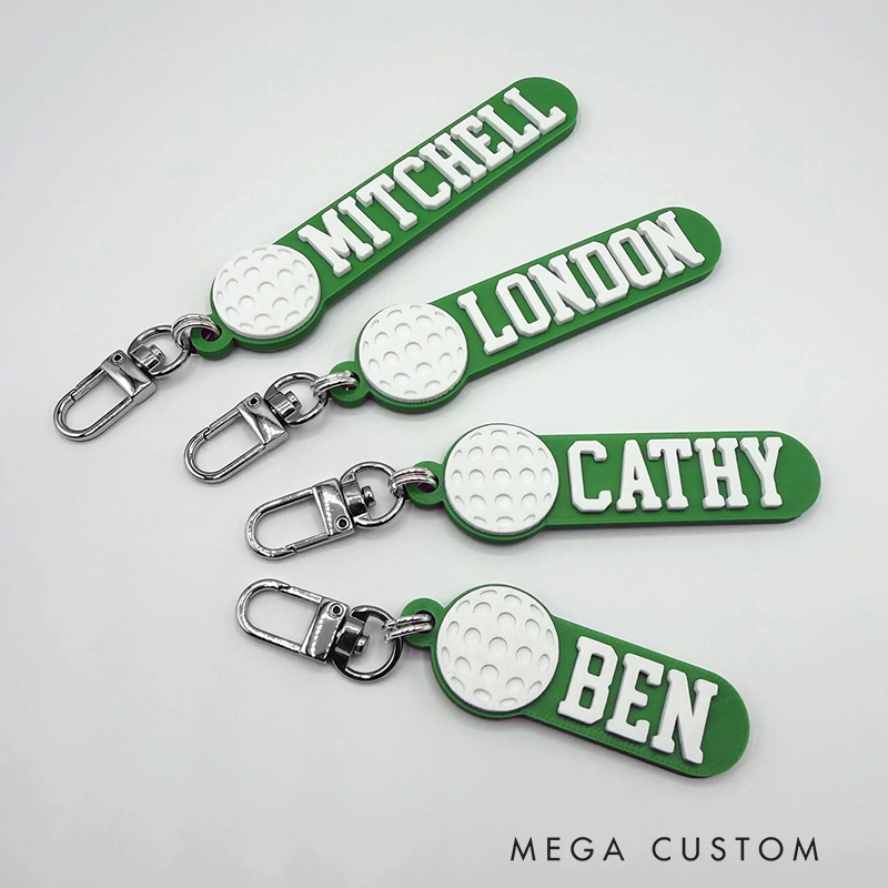 Personalized 3D Printed Golf Keychain with Custom Name and Color Options