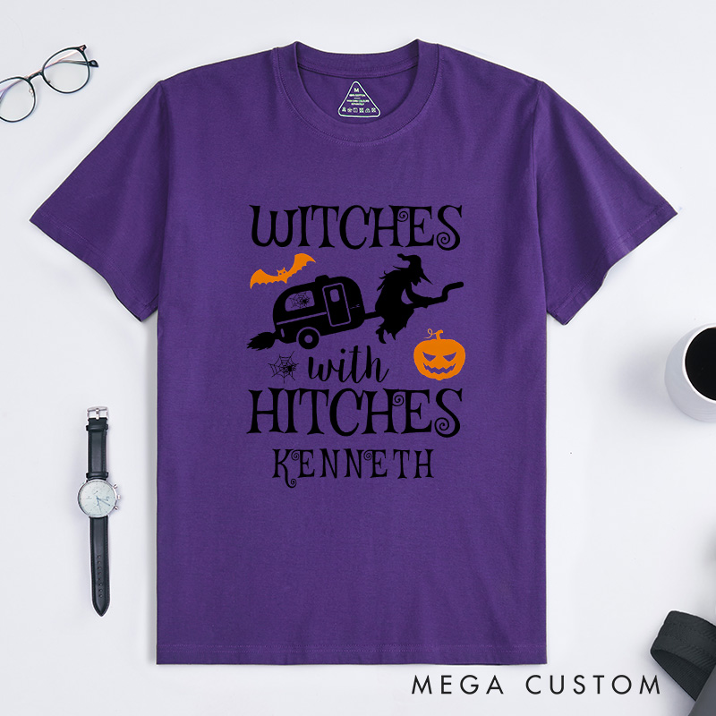Personalized Witches with Hitches T-Shirt Campers Life Lovers Shirt Spooky Pumpkin Shirt Halloween Gift Adventure Outdoor
