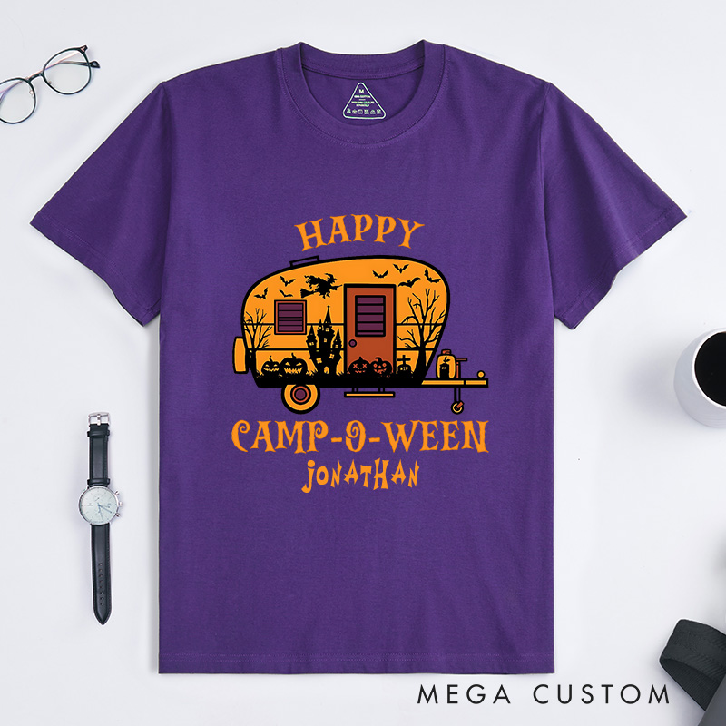 Personalized Halloween Camping Adventure T-Shirt Happy Halloween Shirt Halloween Gift for Outdoor