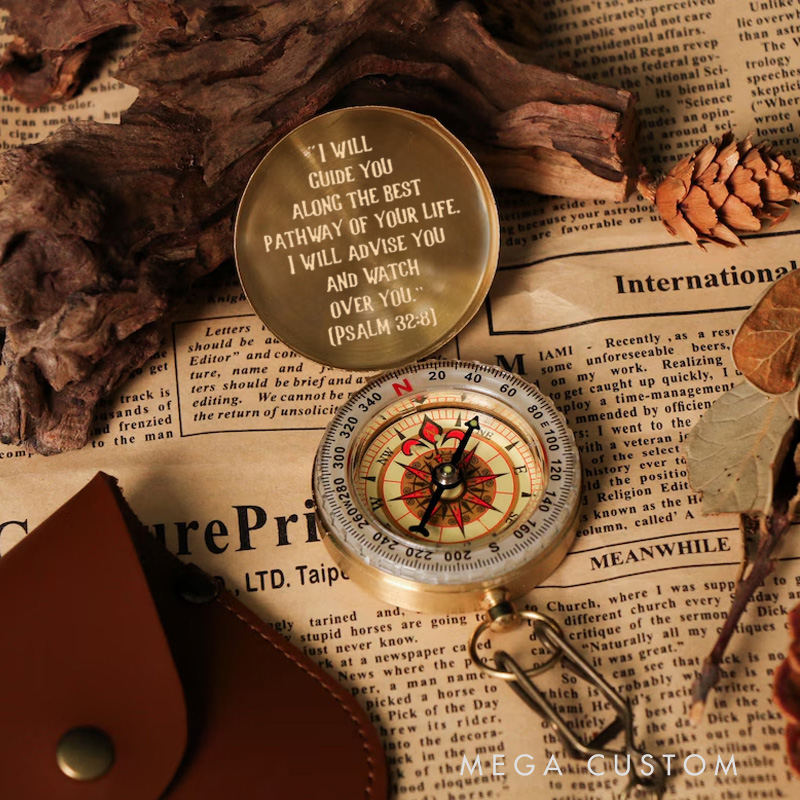 Personalized Bear Parent and Children Luminous Compass with Bible Verse Religious Gift Christian Gift Faith Gift