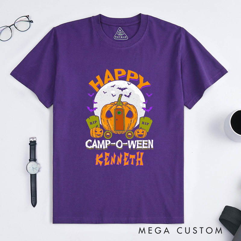 Personalized Happy Camp Halloween T-Shirt Halloween Camping Adventure Shirt Gift for Outdoor