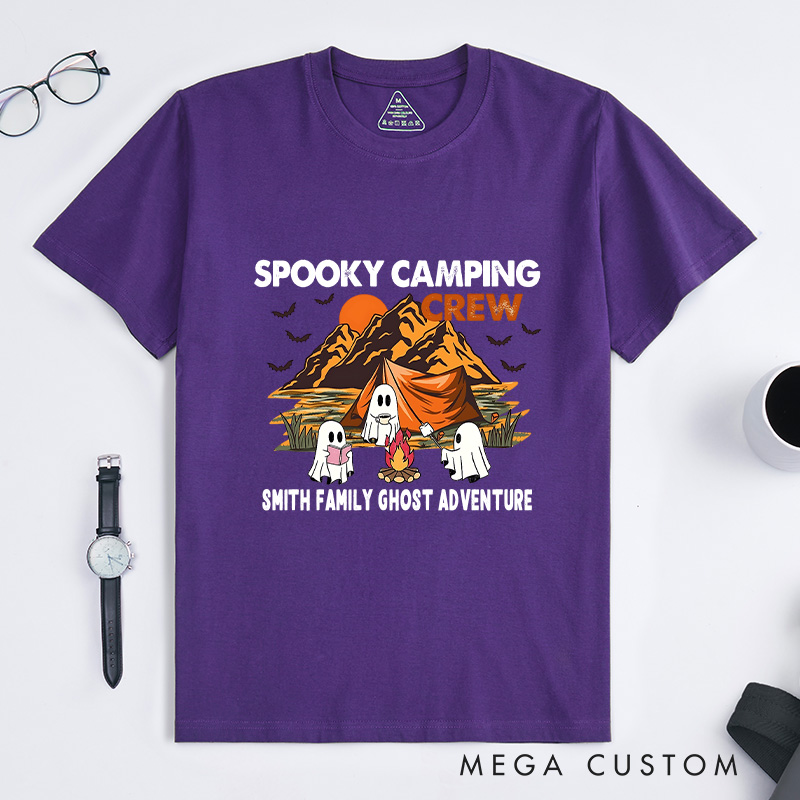 Personalized Spooky Camping Crew T-Shirt Ghostly Adventures T-Shirt Halloween Gift for Hiking Outdoors