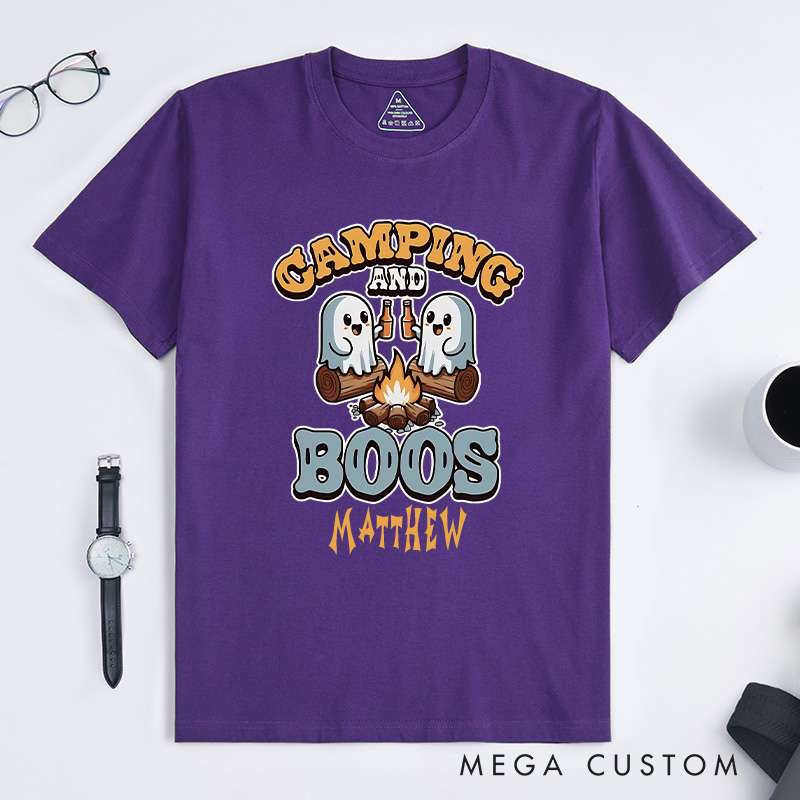 Personalized Camping and Boos T-Shirt Halloween Camping Hiking Lovers T-Shirt Halloween Gift