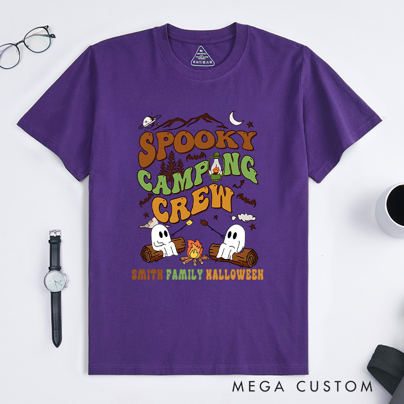 Personalized Spooky Camping Crew T-Shirt a Haunted Campfire Adventure T-Shirt Halloween Gift Outdoor Lover