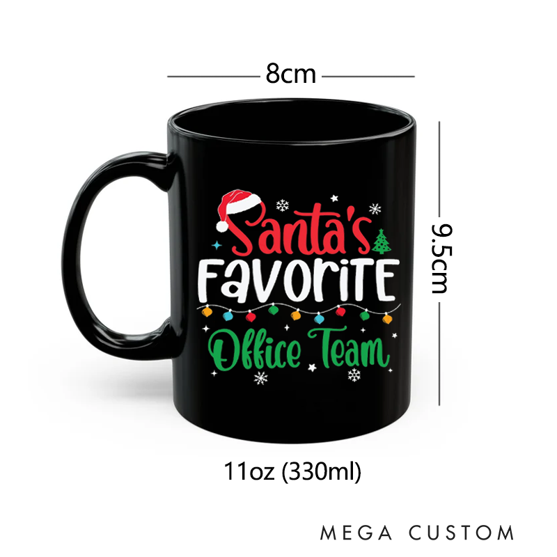 Personalized Office Worker Mug Gift Santa's Favorite Office Team with Christmas Elements Mug Appreciation Gift for Coworkers