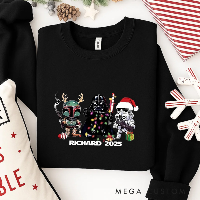 Personalized Christmas Galaxy Sweatshirt Star Holiday Fantasy Nerdy Geek Crewneck Christmas Gift