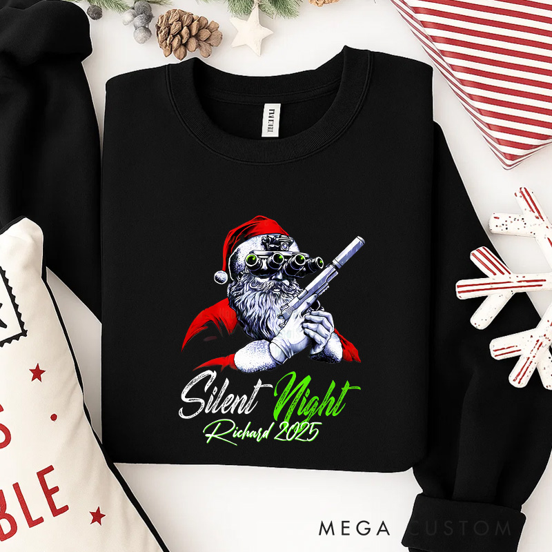 Personalized Silent Night Christmas Movie Sweatshirt Funny Holiday Crewneck Christmas Gift for Him