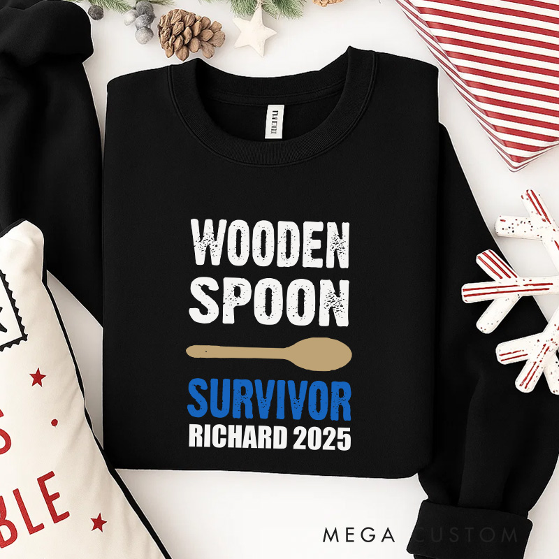 Personalized Wooden Spoon Survivor Funny Christmas Movie Sweatshirt Holiday Crewneck Christmas Gift