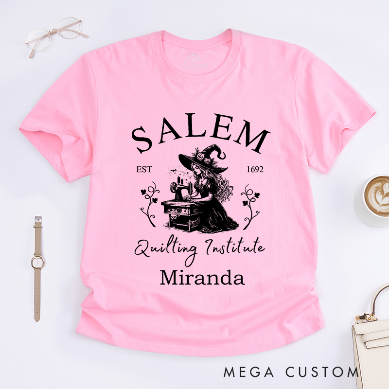 Personalized Salem Quilting Institute Classic T-Shirts for Sewing Lovers Halloween Sewer Gift Shirt