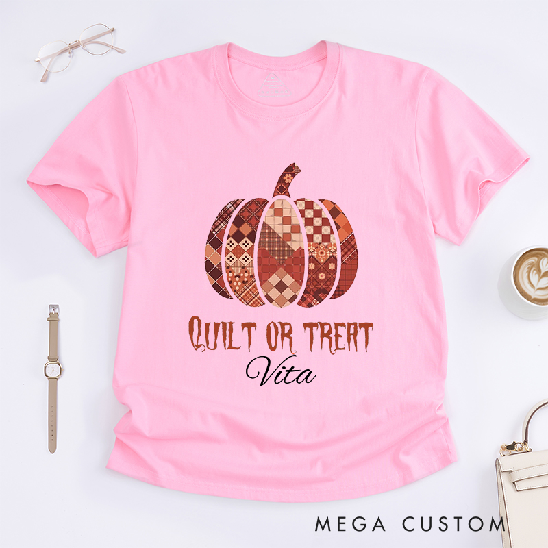 Personalized Quilt or Treat Classic T-Shirts for Sewing Lovers Halloween Sewer Gift Shirt