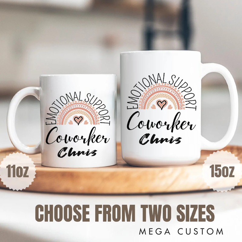 Personalized Office Worker Mug Gift Emotional Support Coworkers with Boho Style Rainbow Mug Appreciation Gift for Coworkers