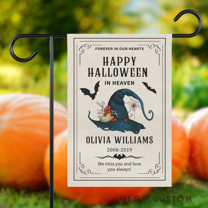 Personalized Memorial Garden Flag Custom Name and Date Flag Sympathy Flag Halloween Garden Flag Grave Decoration Funeral Service flag