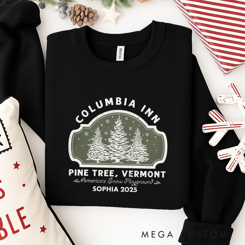 Personalized Pine Tree Inn Christmas Movie Classic Sweatshirt Vintage Holiday Movies Crewneck Family Movie Shirt