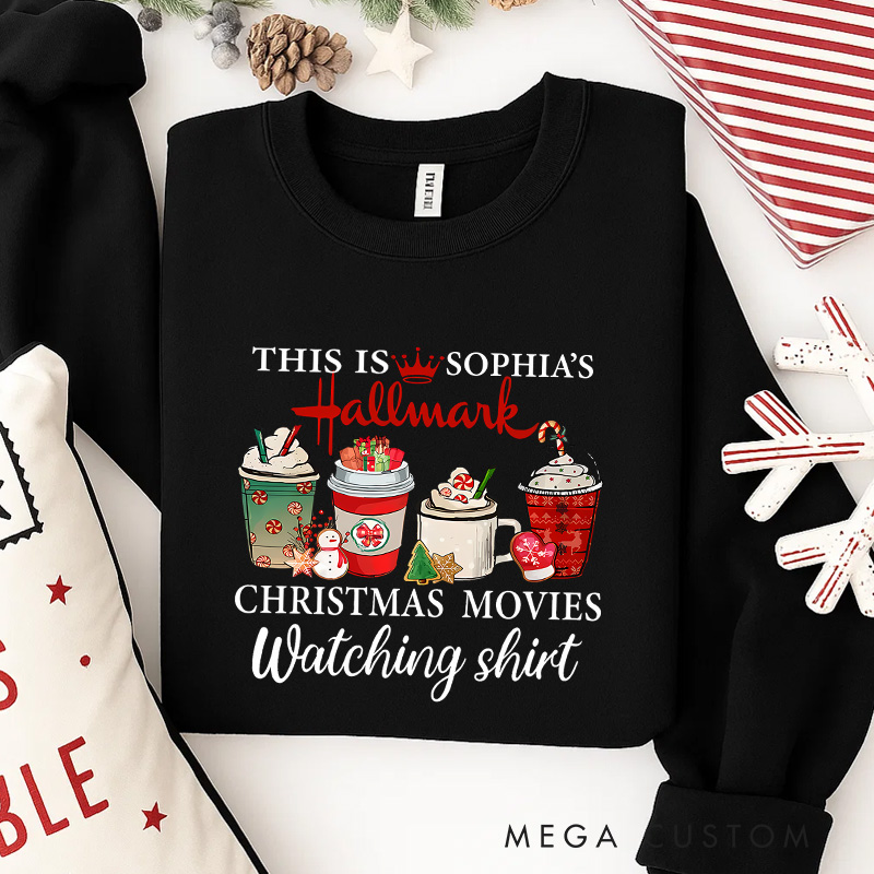 Personalized Christmas Movie Watching Shirt Classic Sweatshirt Christmas Film Crewneck Movie Holiday Shirt