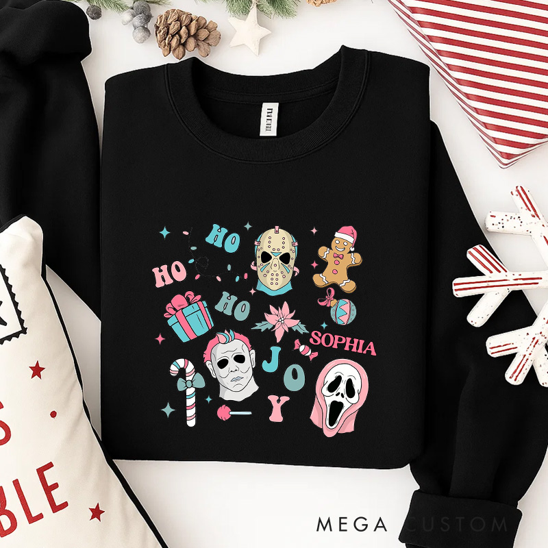 Personalized Horror Joy Christmas Classic Sweatshirt Retro Horror Film Series Crewneck Movie Holiday Shirt