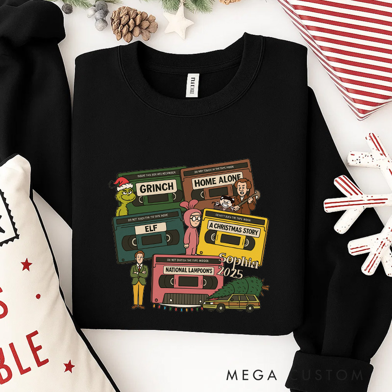 Personalized Christmas Videotapes Classic Sweatshirt Christmas Film Crewneck Movie Holiday Shirt