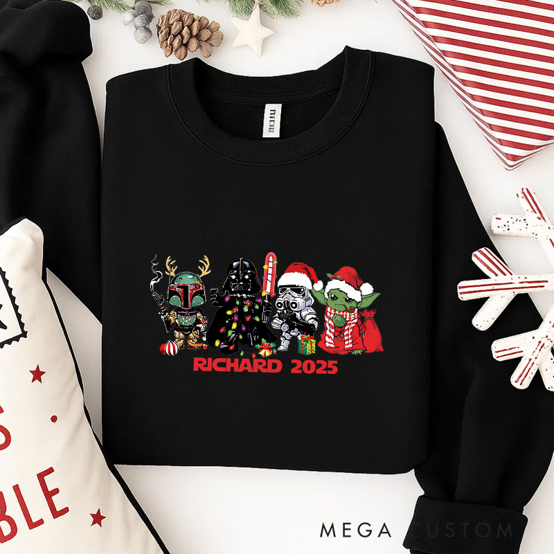 Personalized Star Crew Christmas Classic Sweatshirt Galaxy War Film Crewneck Movie Holiday Shirt