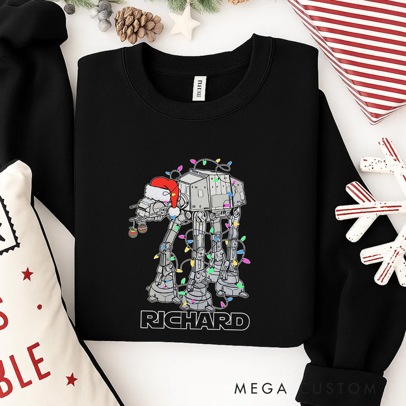 Personalized Walking Christmas Classic Sweatshirt Galaxy War Film Crewneck Movie Holiday Shirt