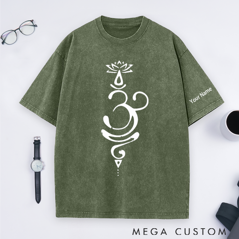 Personalized Yoga Teacher Washed T-Shirt with Elegant Line Art Design Perfect Gift for Yoga Lover and Daily Wear