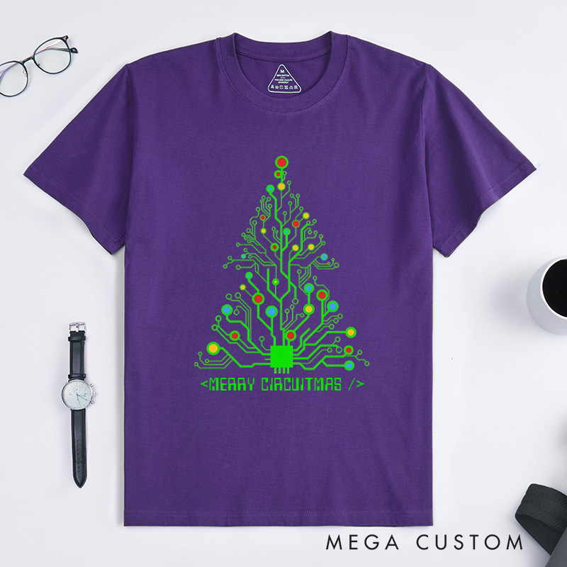 Personalized Merry Circuitmas T-Shirt Programmer Computer Technology Lovers Shirt Christmas Gift for Geek Nerd