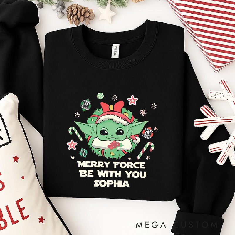Personalized Merry with You Christmas Classic Sweatshirt Galaxy War Film Crewneck Movie Holiday Shirt