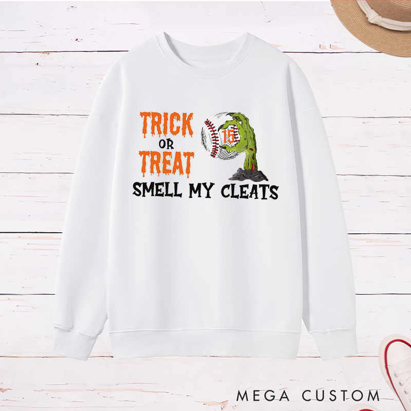 Personalized Trick or Treat Baseball Sweatshirt with Custom Text   