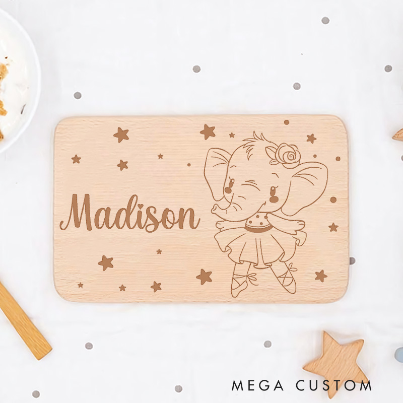 Personalized Elephant Ballerina with Stars Breakfast Board  Birthday Gifts