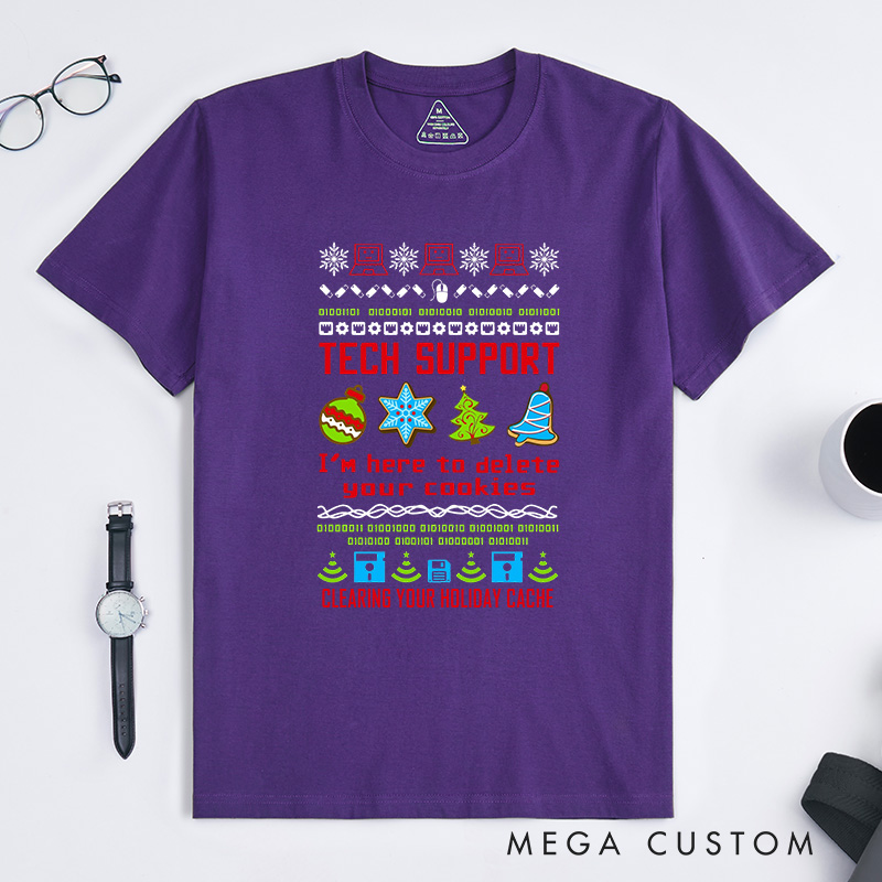 Personalized Tech Support Christmas T-Shirt Programmer Computer Technology Lovers Shirt Christmas Gift for Geek Nerd