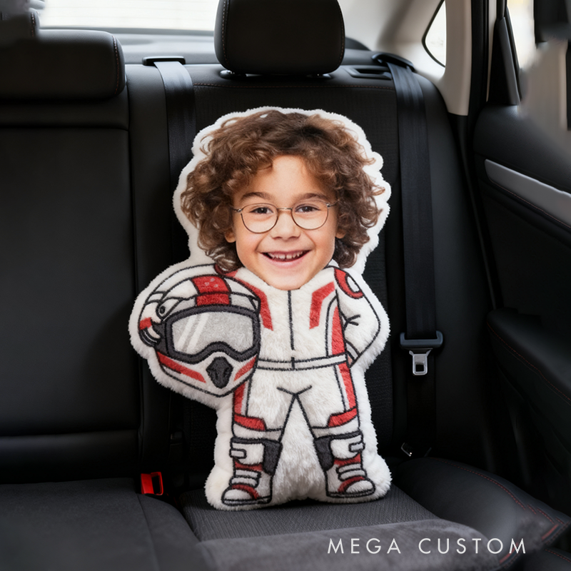Personalized Go-Kart Racer Pillow with Custom Face Design 3D Print Pillow Custom Race Car Driver Pillow