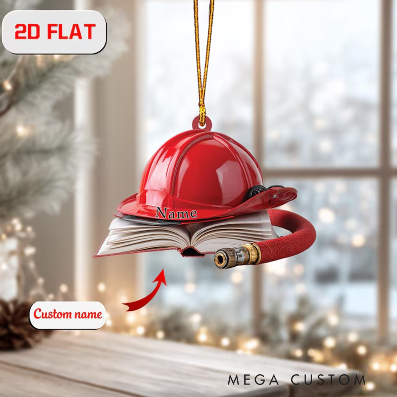 Personalized Firefighter Christmas Ornament US Fireman Dad Gift Christmas Ornament