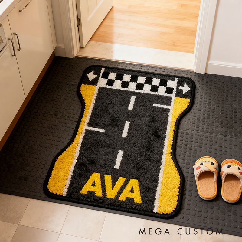 Personalized Race Track Rug with Name Custom Racer Speed Rugs Xmas Gift