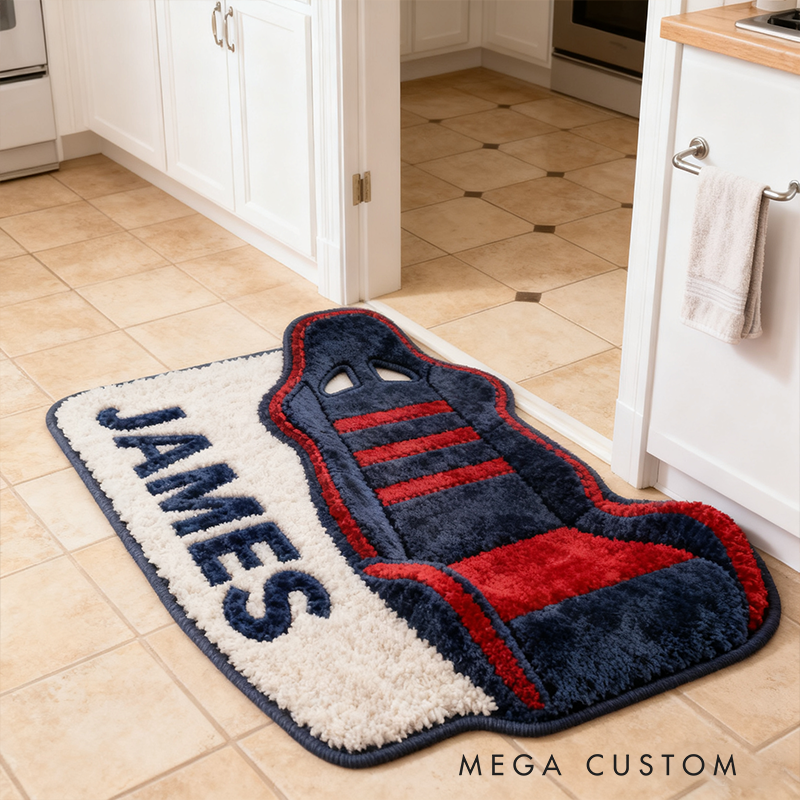 Personalized Racing Seat Shaped Rug with Name Custom Racer Speed Rugs Xmas Gift