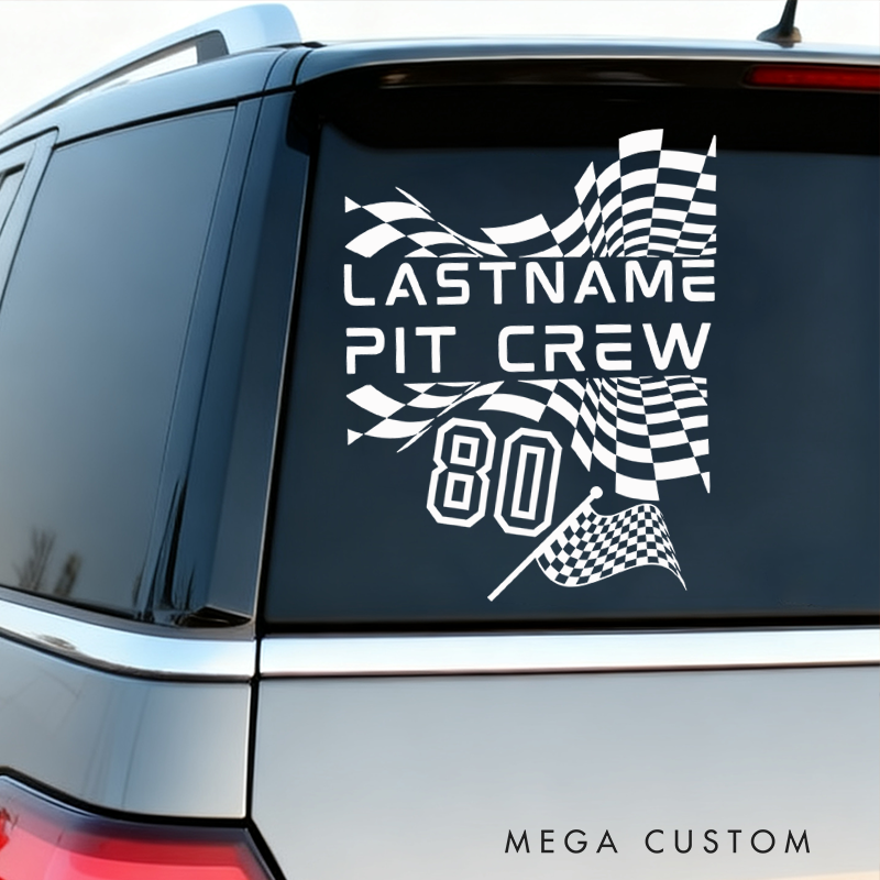 Personalized "Pit Crew" Racing Decal for Vehicles Custom Name Number Racing Pit Crew Car Decal Sticker