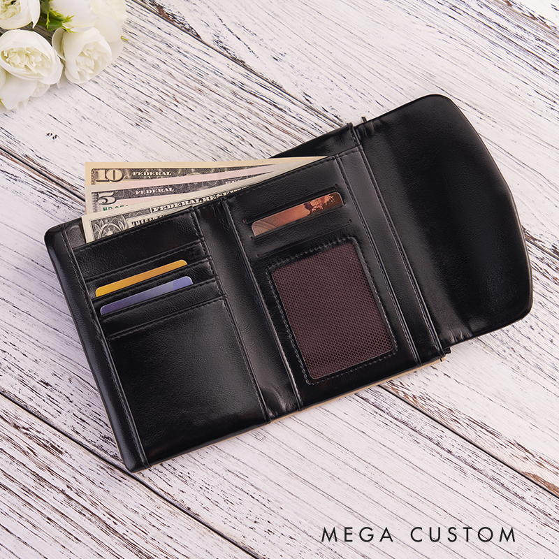 Personalized Womens Leather Wallet Custom Women's Wallet with Name Women's Purse with Engraving Birthday Gift for Mom Gift for Her