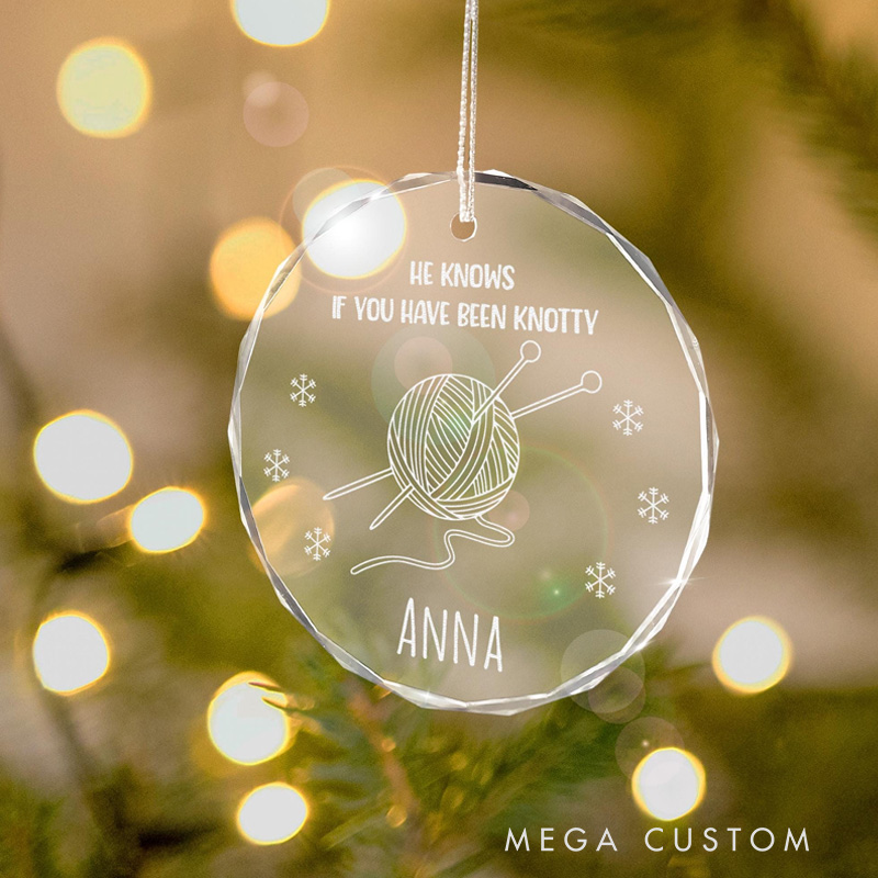 Personalized Knitting Crystal Ornament Christmas Gifts for Friend Unique Crocheting Gift Gifts for Crocheters