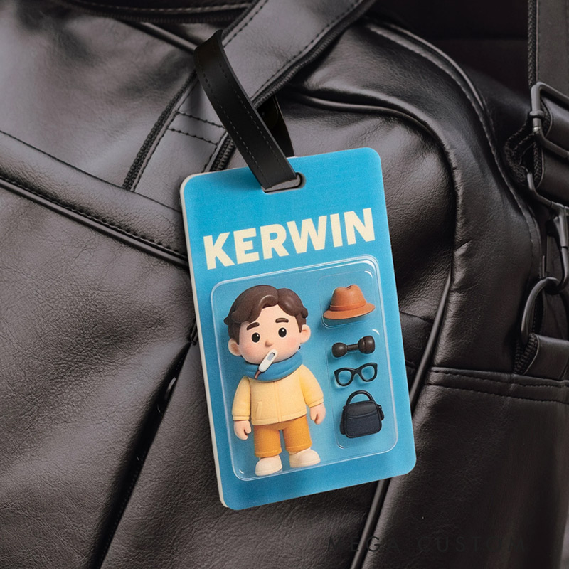 Personalized 3D Cartoon Character Traveling Luggage Tag with Name and Photo Travel Accessory Birthday Gift for Family Friend Travel Lover