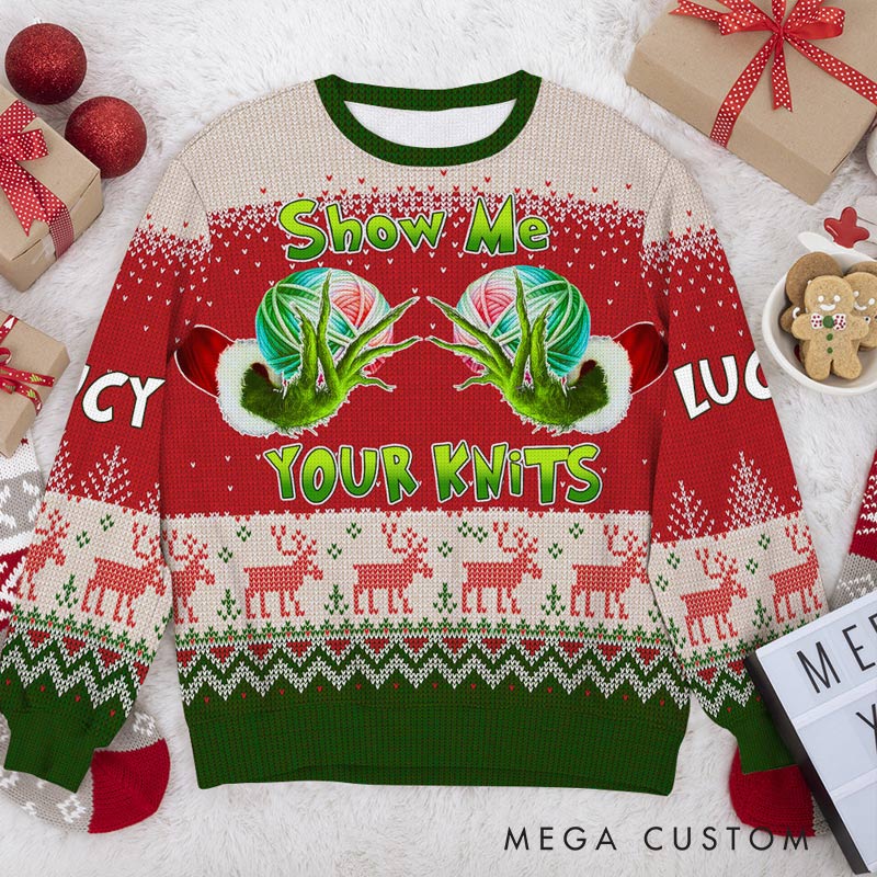 Personalizeds Ugly Sweater Gifts For Knitting Lover Show Me Your Knits