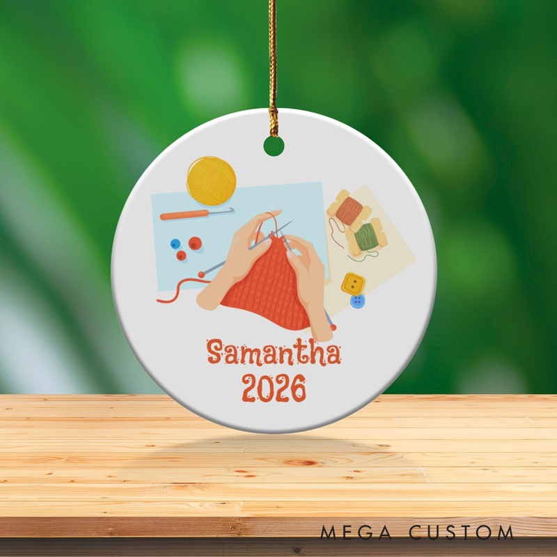 Personalized Knitting Name Ornament Hobby Gift for Knitter