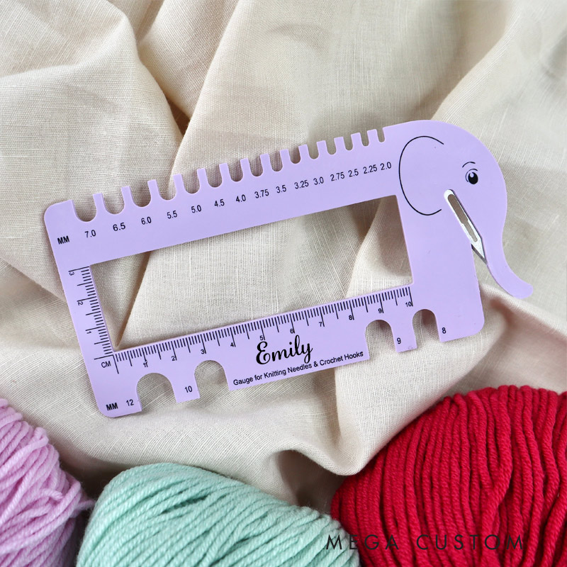 Personalized Knitting Elephant Sheep Needle Gauge Gift for Knitting Lovers