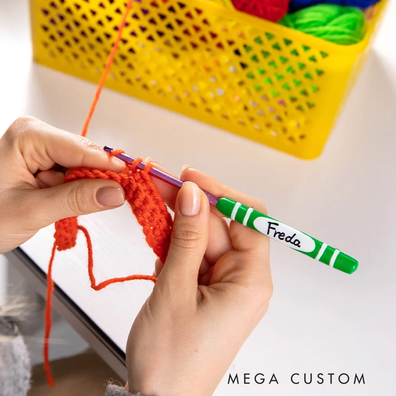 Personalized Rainbow Handmade Crochet Hook with Name Ergonomic Design Birthday Gift for Crochet Lovers