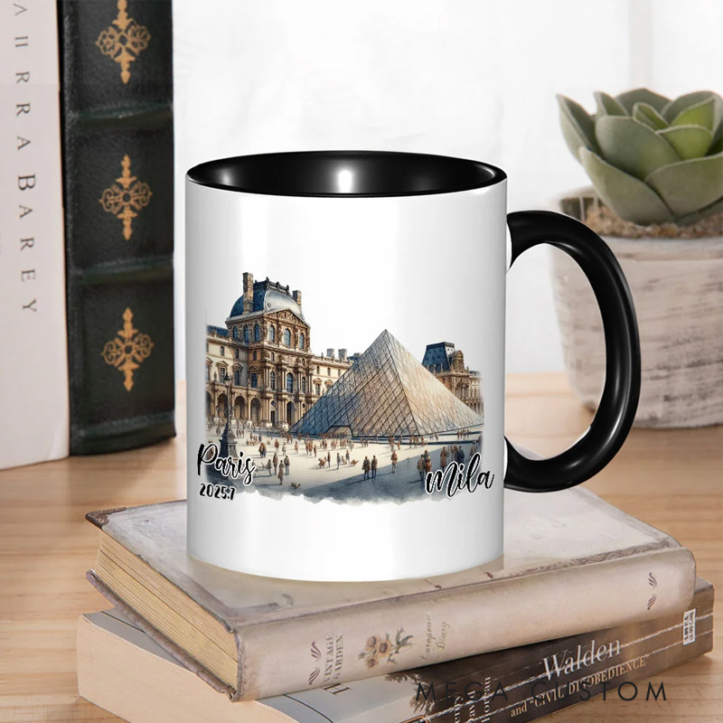 Personalized Watercolor Landmark 11oz Ceramic Mug with Name Birthday Christmas Gift for Travel Lovers