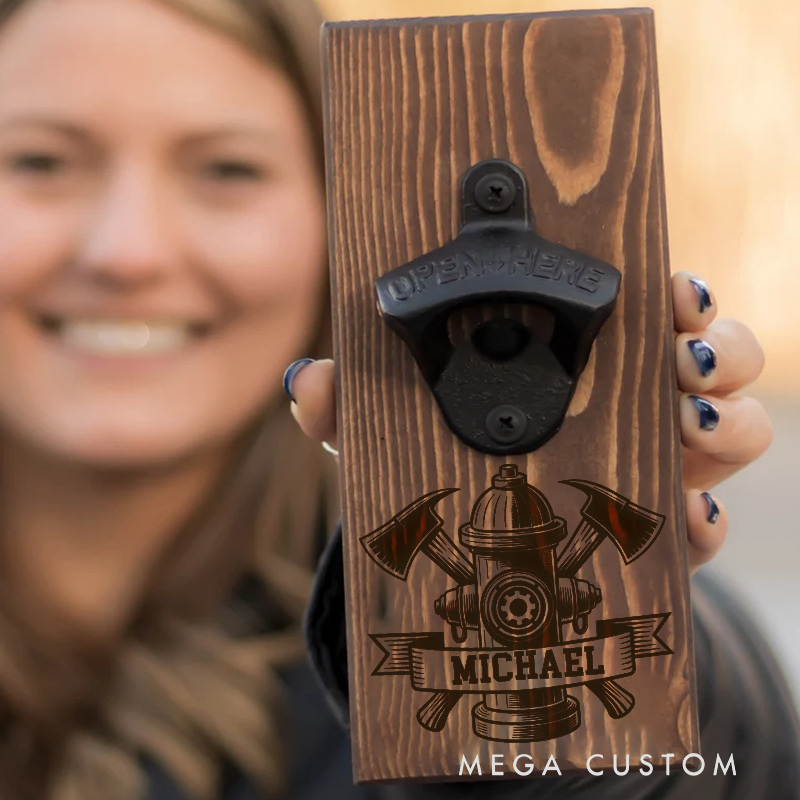 Personalized Firefighter Bottle Opener Custom Fireman Gift Fireman Gift for Dad
