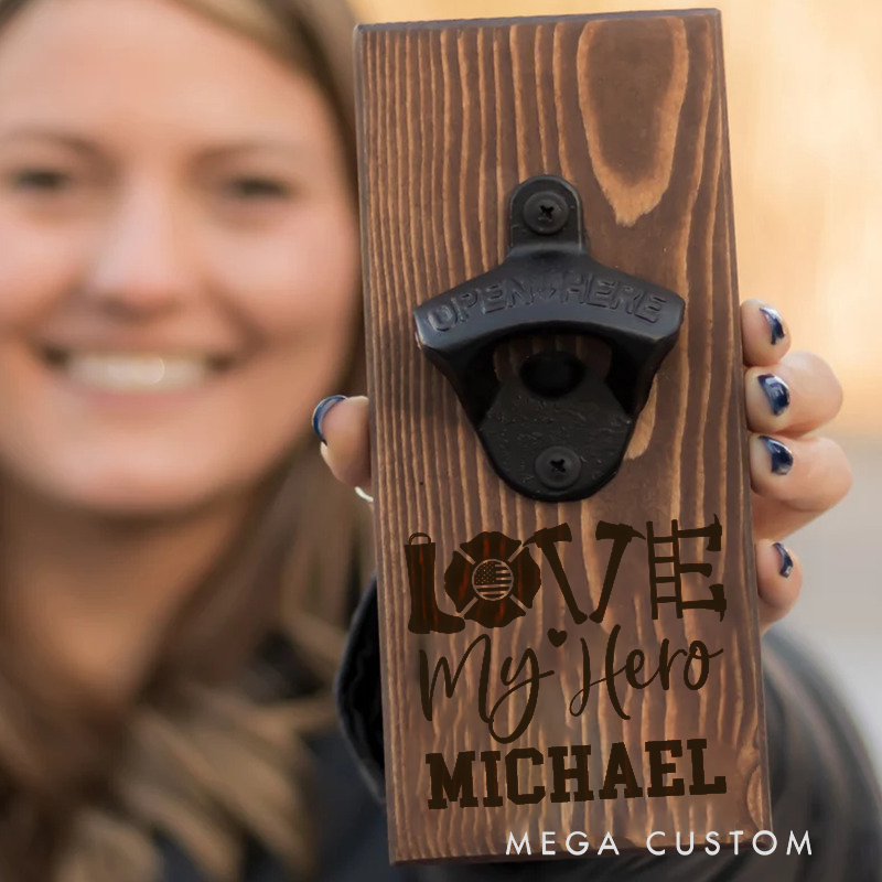 Personalized Firefighter Bottle Opener Custom Fireman Gift Fireman Gift for Dad