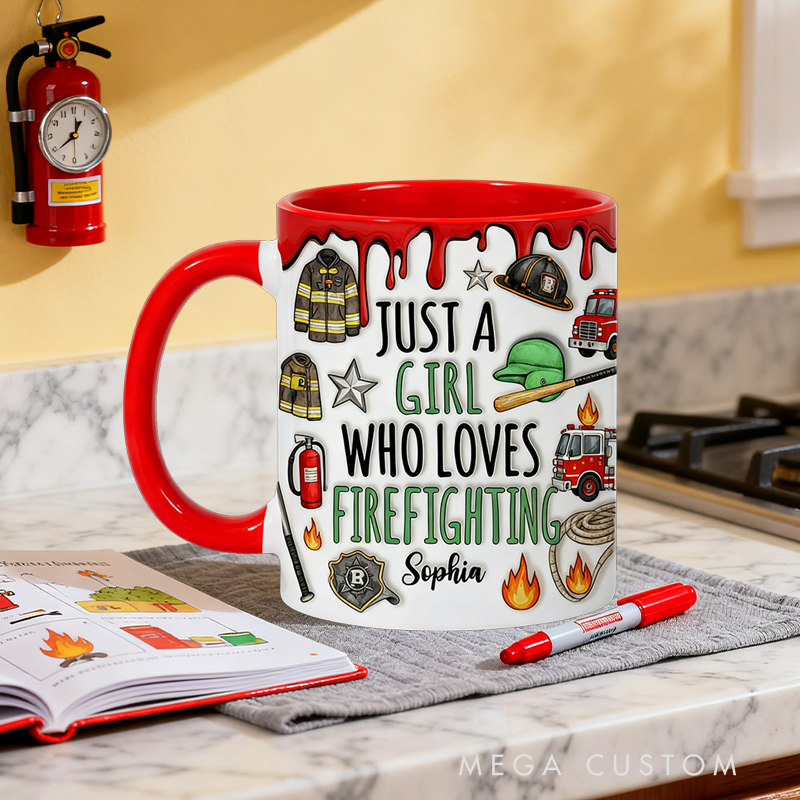 Personalized Firefighter Mugs Custom Firefighting Themed Mug for Girls