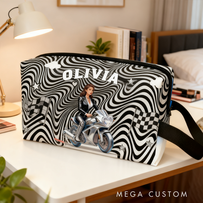 Personalized Race Car Cosmetic Pouch Custom Travel Beauty Bag The Ultimate Race Themed Makeup Organizer