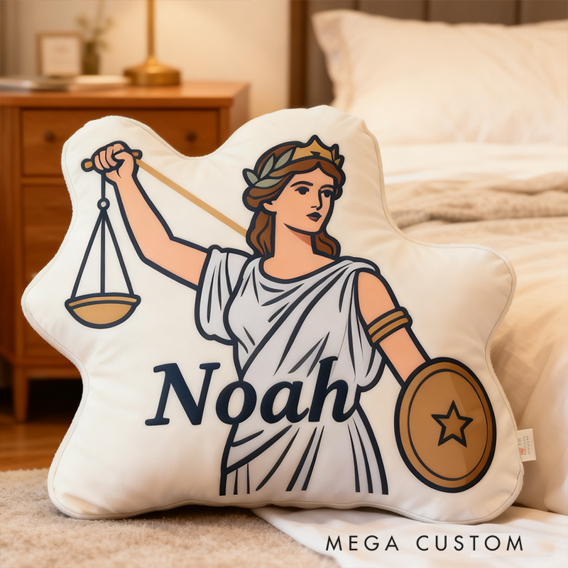 Personalized Lady Justice Name Pillow Custom Unique Lawyer Attorney Gift Pillow 