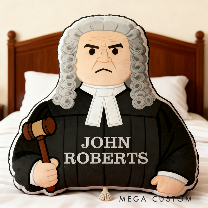 Personalized John Roberts Judge Shaped Pillow Custom Name Legal Themed Cushion